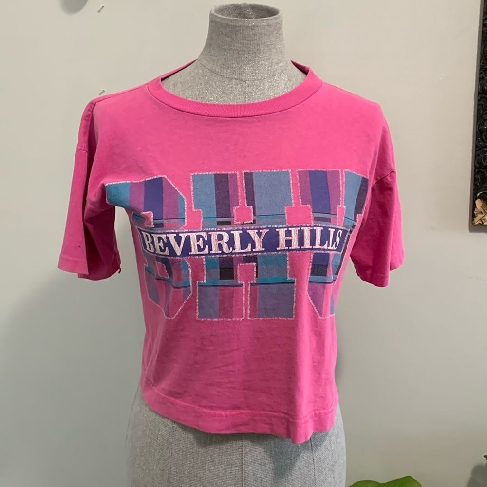 Vintage 90’s Beverly Hills Pink Cropped Single Stitch Tee
